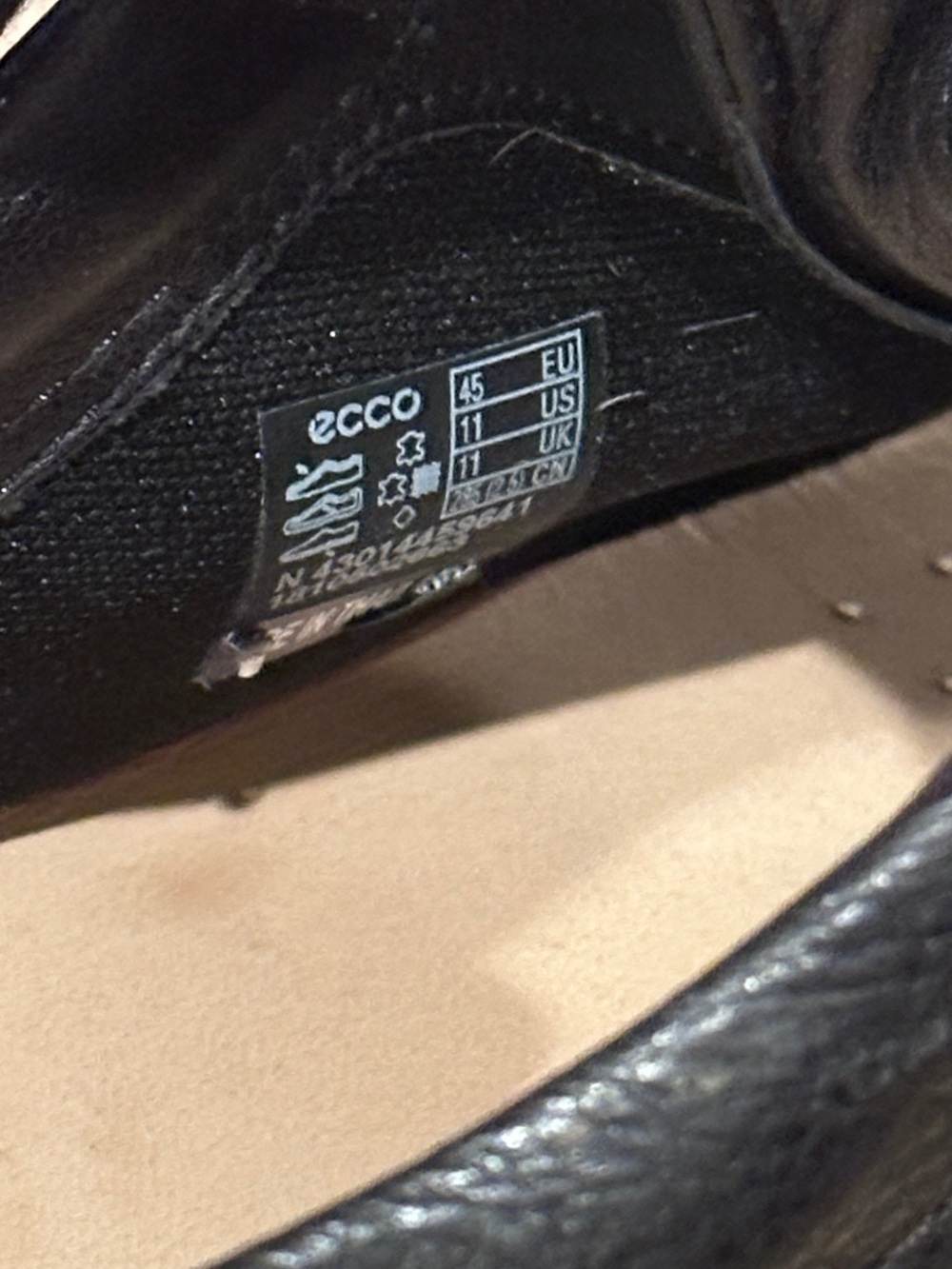 Ecco Men’s Leather Lace-Up Sneakers with White Sole, Black, Sz 11 - Picture 6 of 6